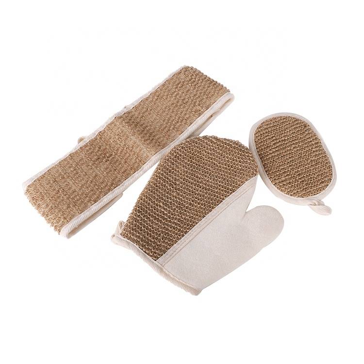 Hot sale 100% Natural Exfoliating Hemp Bath Belt Bath & Shower Body Brush with Handle Durable Machine Washable